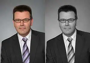 Vergleich Bewerbungsbild in Farbe und schwarz-weiß