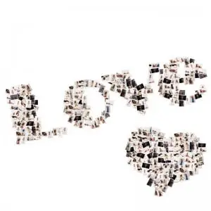 Wort mit Love und Herz aus Bildern vom Fotoshooting im Fotostudio Keepsmile, Castrop-Rauxel bei Dortmund, Herne oder Bochum