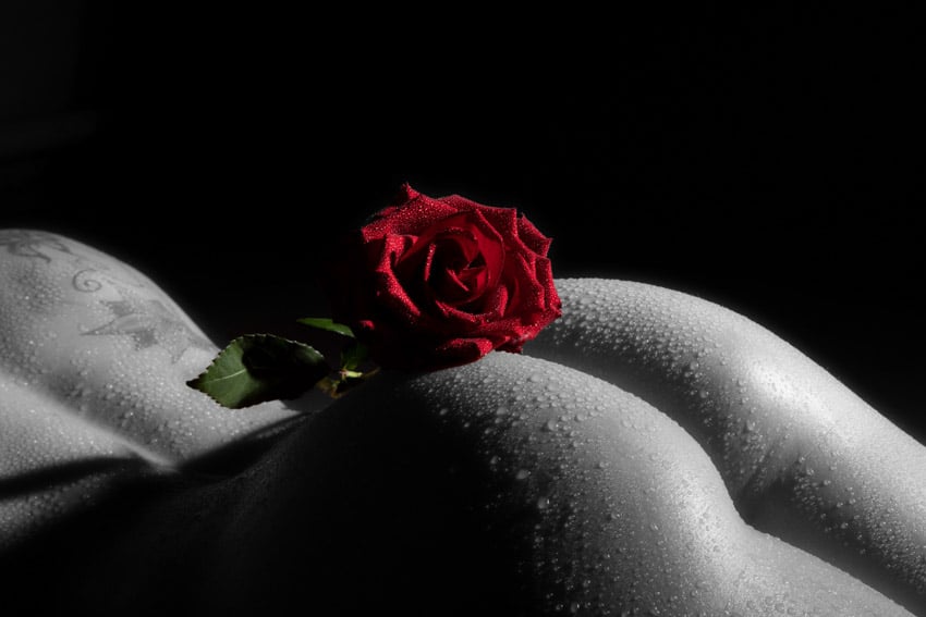 Erotisches Fotoshooting mit Rose auf dem PO - Fotostudo Keepsmile, Castrop-Rauxel