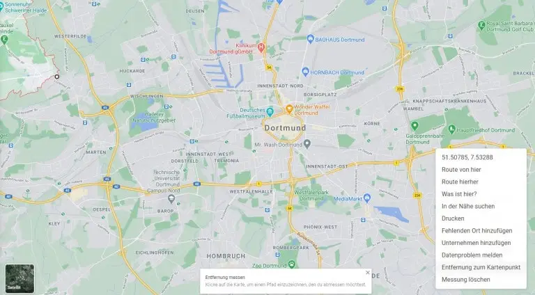 Entfernung mit Google Maps messen