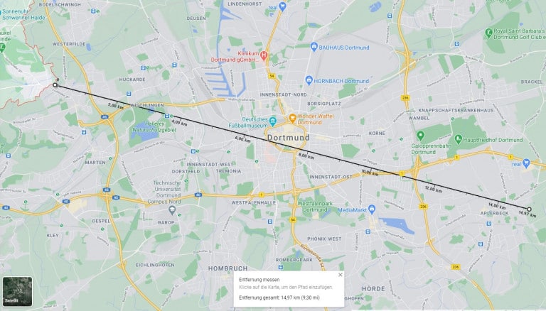 Entfernung mit Google Maps messen